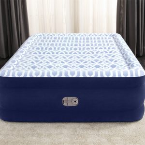 Bestway Tritech Fashion Flock Air Mattress Queen 20 with Built-in AC Pump and Antimicrobial Coating