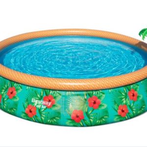 Fast Set 15' x 33 Paradise Palms Inflatable Round Pool Liner Replacement. Tropical