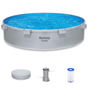 Bestway TANX 10' x 24 Round Above Ground Stock Tank Pool. All-in-One Set