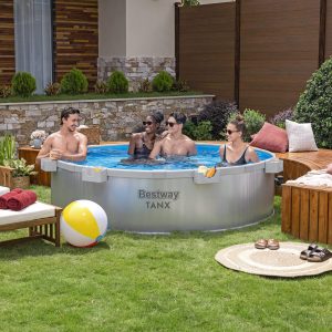 Bestway TANX 8' x 24 Round Above Ground Stock Tank Pool. All-in-One Set